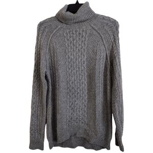 Vince grey wool alpaca blend cable knit turtleneck sweater size Small